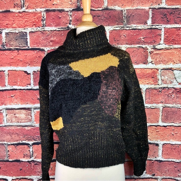 Vintage metallic mix media intarsia knit sweater - Picture 8 of 8